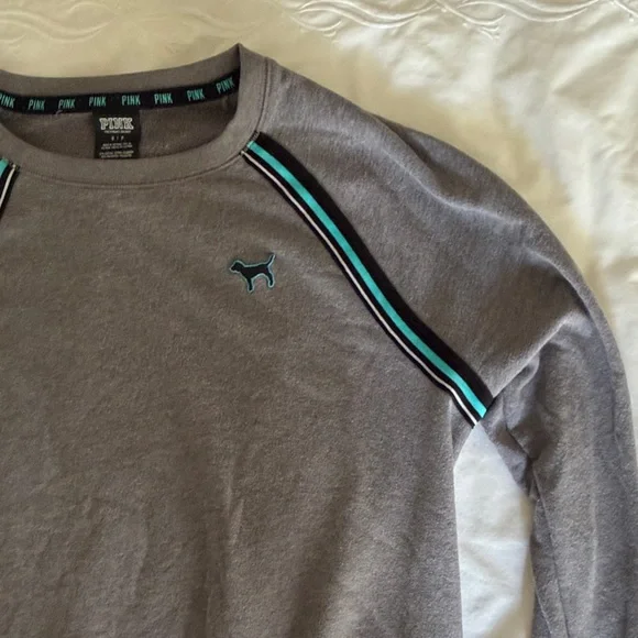 Victoria's Secret Gray Crewneck Sweater with Black and Blue Stripes - Picture 3 of 7